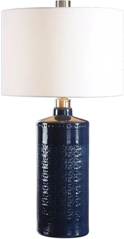 Royal Blue Ceramic Table Lamp with Nickel Plated Details