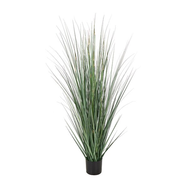 Green Faux Foliage Tall Onion Grass Artificial Plant with Black Plastic Pot