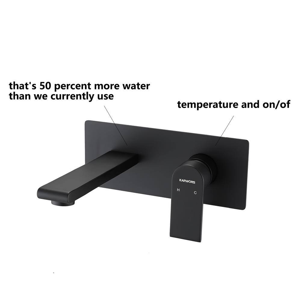 Magic Home Single-Handle Bath Waterfall Wall Mounted Tub and Sink Faucet in Matte Black CS-W121750477