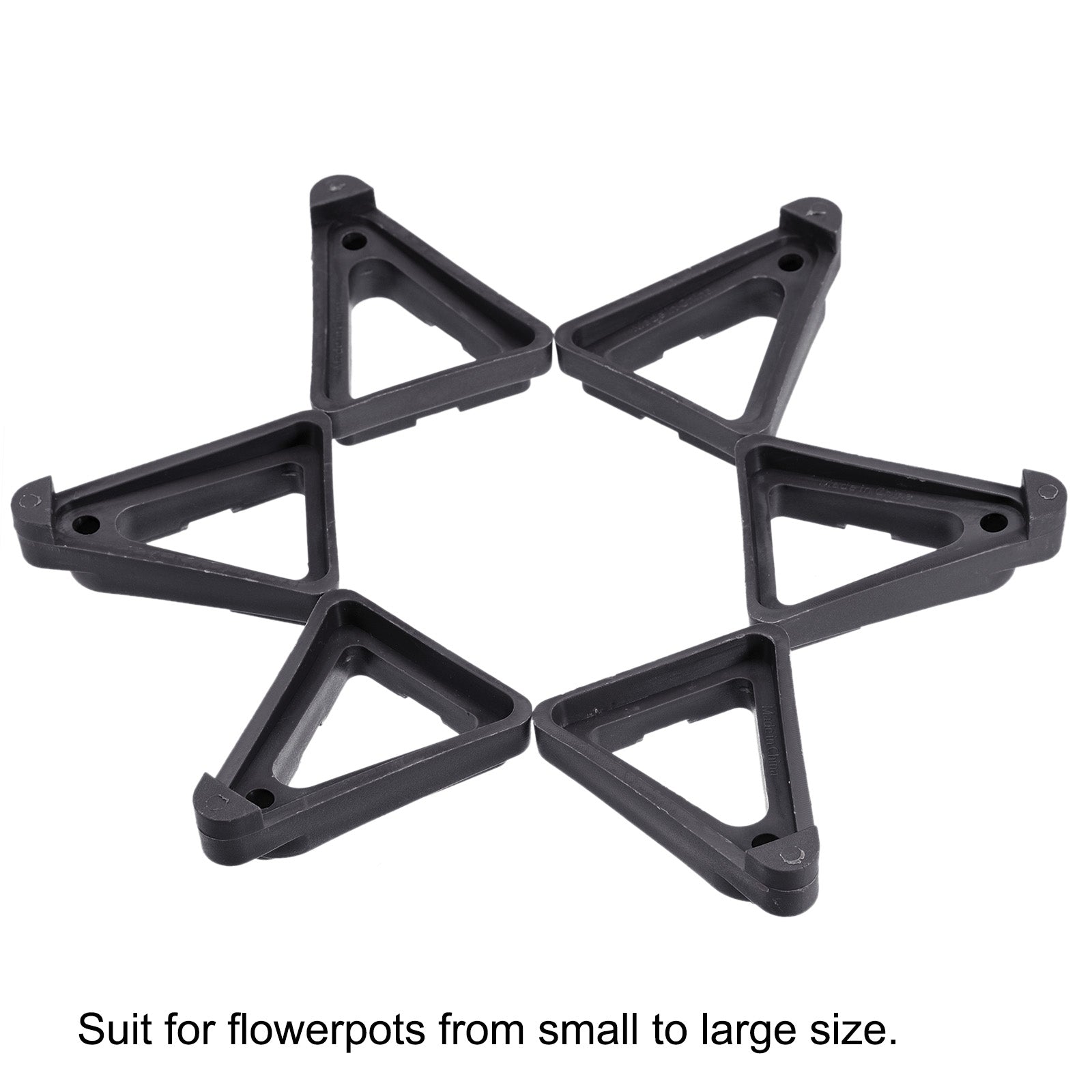 Uxcell Plastic Triangle Plant Pot Feet Flower Bottom Rack Riser, Black 12 Count