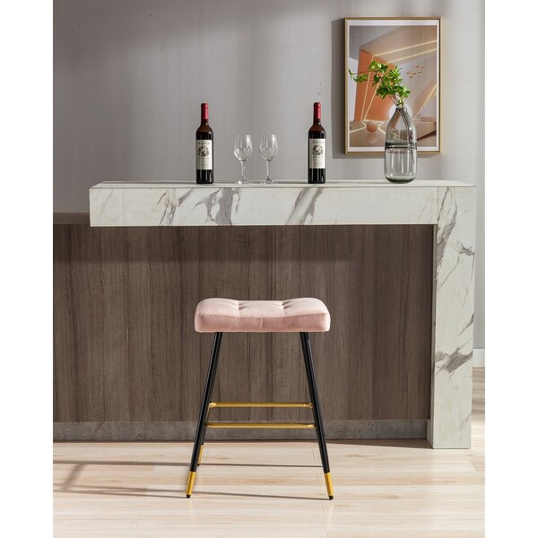 Vintage Stool No Backless Counter Height， Metal Frame is Sturdy and Stable，Sponge Foam Seat Cushion for Bar and Restaurant