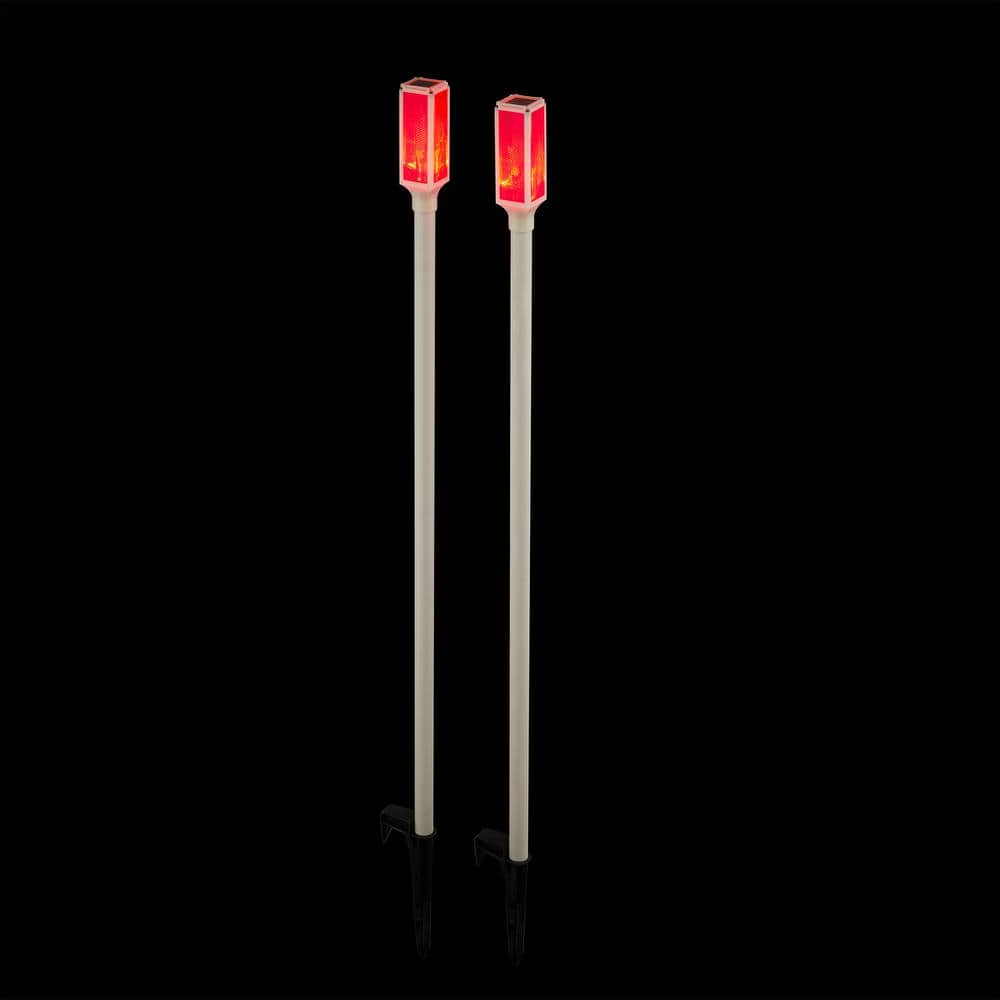 Alpine Corporation 43 in. Tall Outdoor Solar Powered Driveway Markers with Red LED Lights (Set of 2) SLC104SLR-RD-2