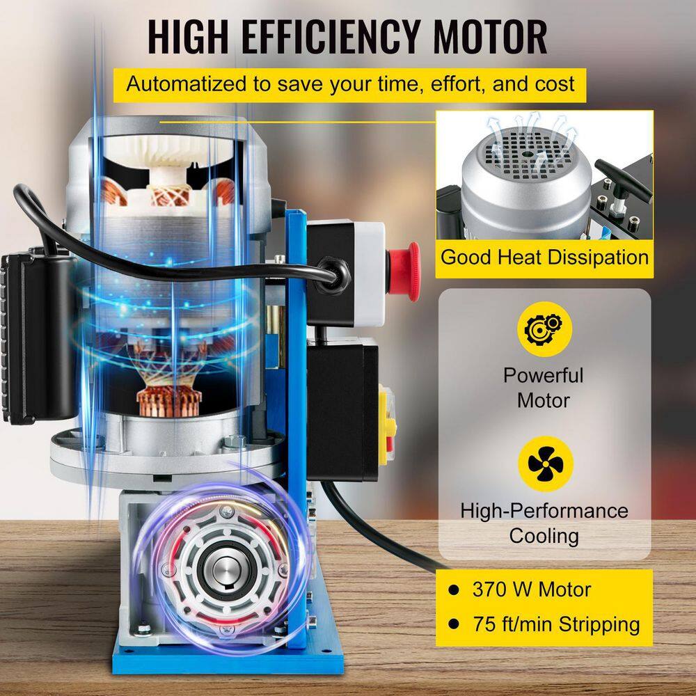 VEVOR Electric Cable Stripping Machine 370-Watt 0.06 in. to 0.15 in. Automatic Wire Stripper with 11 Channels 10 Blades DDBXJTDMC370WTYEYV1