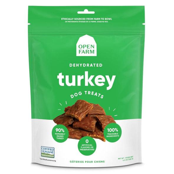 OPEN FARM DEHYDRATED GRAIN FREE TURKEY DOG TREATS;