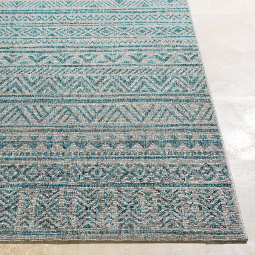 Eagean Traditional Indoor/Outdoor Aqua Rug