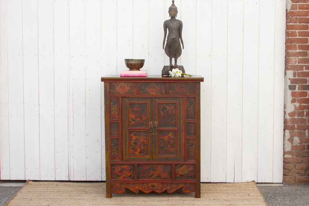 Vintage Mongolian Painted Dragon Cabinet   Eclectic   Accent Chests And Cabinets   by De cor  Houzz