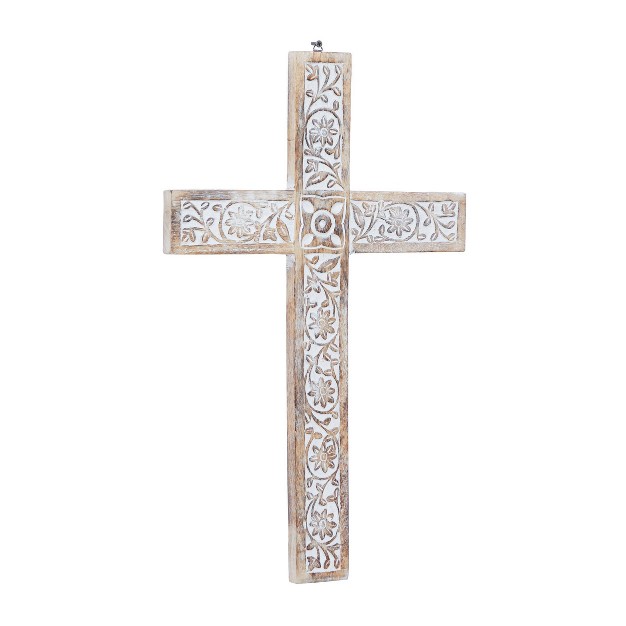 Mango Wood Biblical Carved Cross Wall Decor Brown Olivia amp May