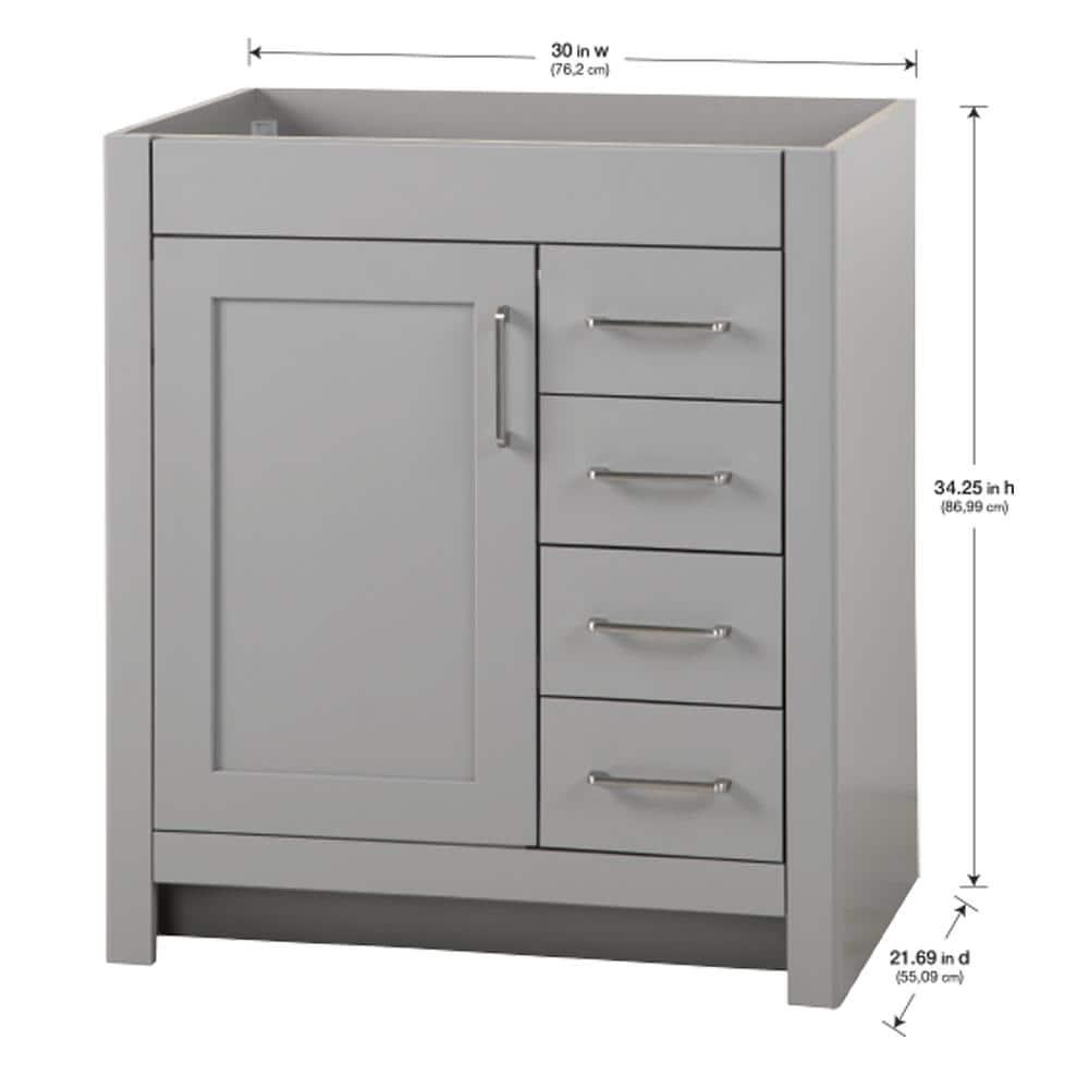 Home Decorators Collection Westcourt 30 in W x 217 in D x 342 in H Bath Vanity Cabinet without Top in Sterling Gray