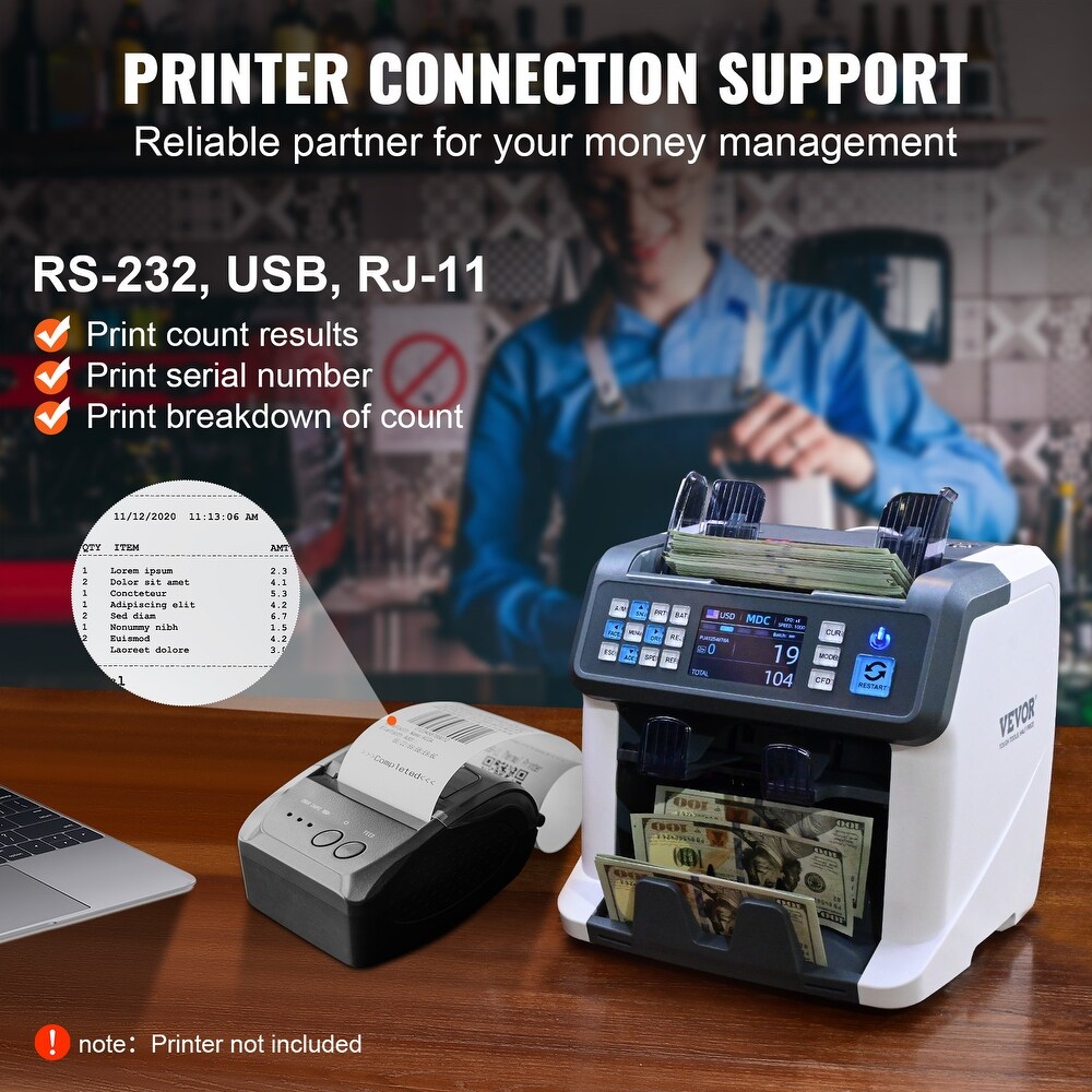 VEVOR Money Counter Machine  Bill Counter with UV  MG  IR and DD Counterfeit Detection