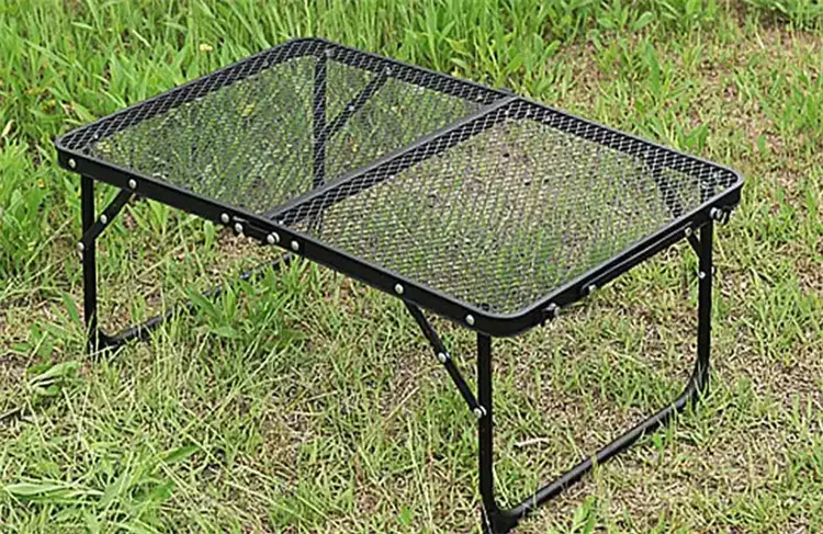 Lightweight Metal Net Camping Table Foldable Portable Barbecue Picnic Briefcase Type Hand Carry Outdoor Tables