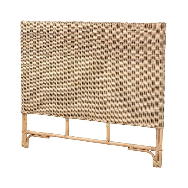 Cantara Modern Bohemian Natural Rattan Queen Size Standalone Headboard - - 36118439