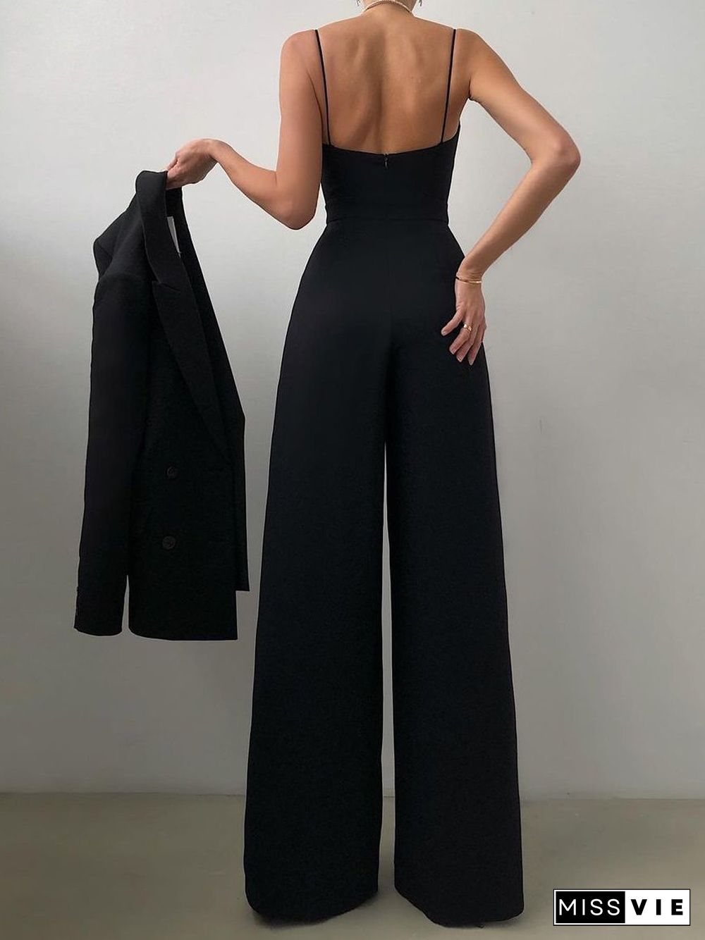 Sling Waist Straight Mopping Minimalist Jumpsuit