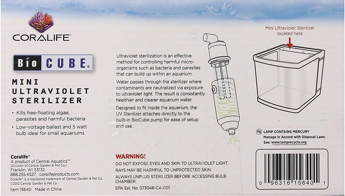 Coralife BioCube Aquarium Mini Ultraviolet Sterilizer