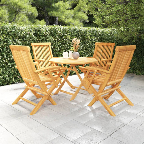 vidaXL Patio Dining Set 5 Piece Outdoor Table and Chair Set Solid Teak Wood   Transitional   Outdoor Dining Sets   by vidaXL LLC  Houzz