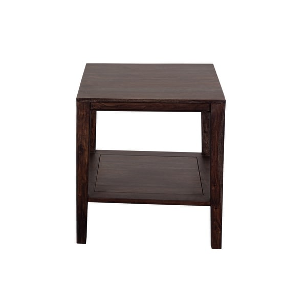 Porter Designs Fall River Solid Sheesham Wood End Table， Gray