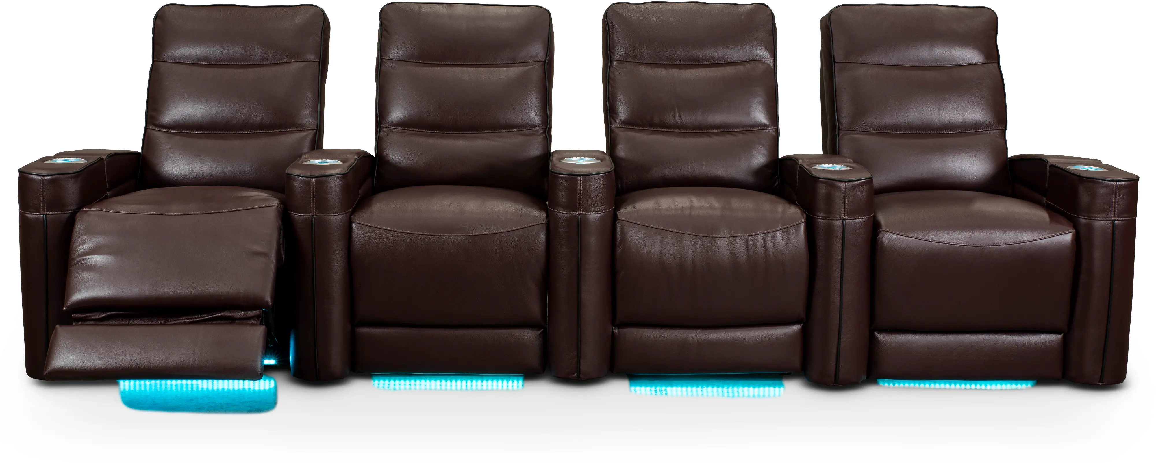 Beckett Wine Red Leather-Match 4 Piece Home Theater Seating