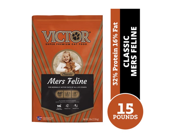 Victor Mers Feline Multi Cat Dry Cat Food， 15 lb. Bag