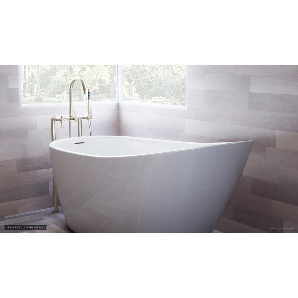 PELHAM  WHITE W-I-D-E Series Wakefield 60 in. Acrylic Slipper Freestanding Tub in White Drain in white PW82084-W