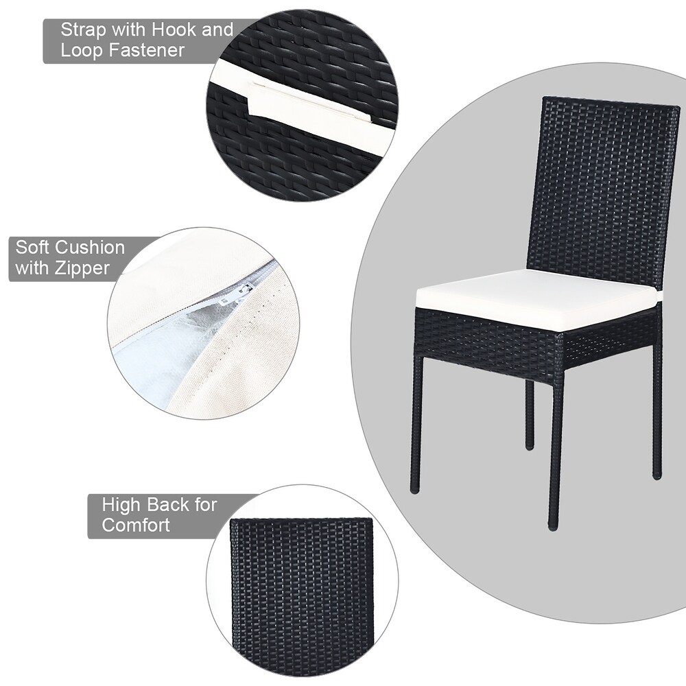 Costway 10PCS Patio Rattan Dining Set Cushioned Chair Table with Glass   See Details