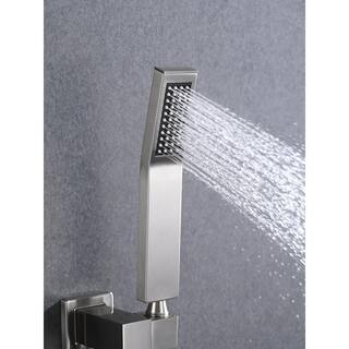 Nestfair 2-Spray Wall Bar Shower Kit with Shower Faucet and Hand Shower in Brushed Nickel DGP476N