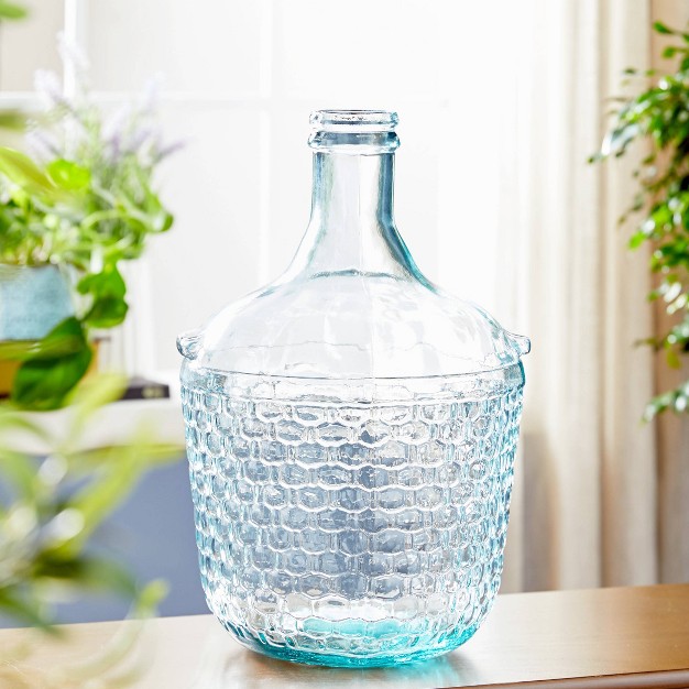 17 x27 x27 X 10 x27 x27 Recycled Glass Vase With Bubble Texture Blue Olivia amp May