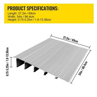 VEVOR Door Threshold Ramp 27.2 in. x 34 in. x 5 in. Door Speed Ramp for Wheelchairs 800 lbs. Load Capacity Aluminum WFSLYPDYCGLZ5PADXV0