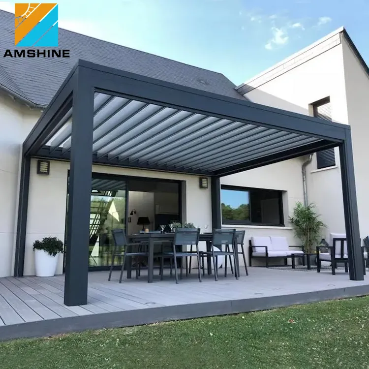 Luxury Motorized Aluminum Louver Roof Pergola Shade Covers Garden Supplies Sun Room