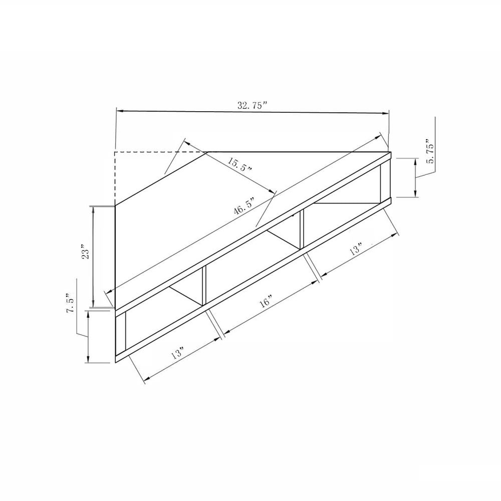 DH BASIC Transitional 46 inch 3 Shelf Corner Floating TV Stand by Denhour