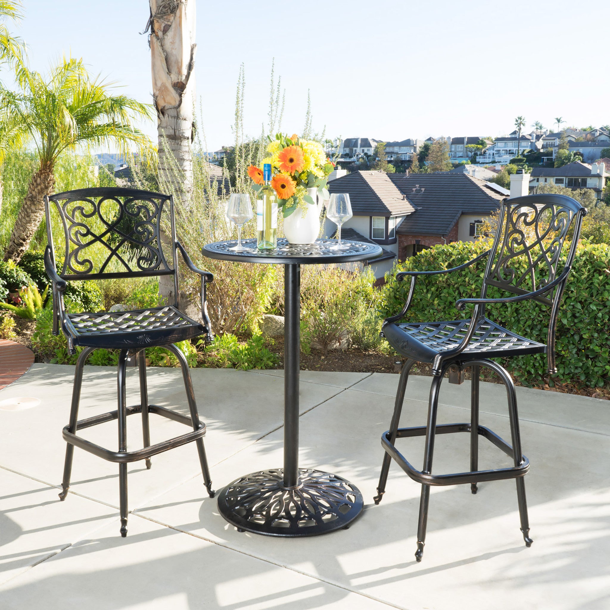 Paris Outdoor 3pc Copper Cast Aluminum Bistro Set