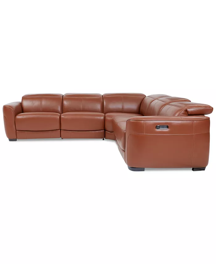 Macy's Lexanna 5-Pc. Leather Sectional with 3 Power Motion Recliners