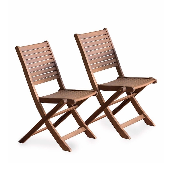 Eucalyptus Folding Bistro Chairs，Set of 2