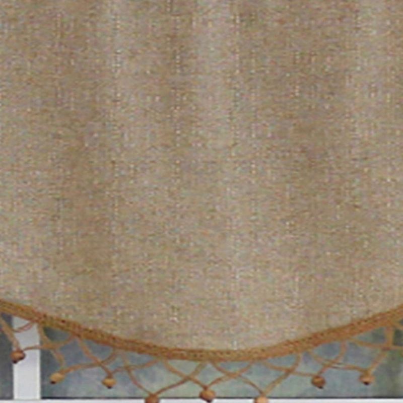 RLF Home Natural Linen Cornice Valance Flax. Rod Pocket. Wooden Beads Trim