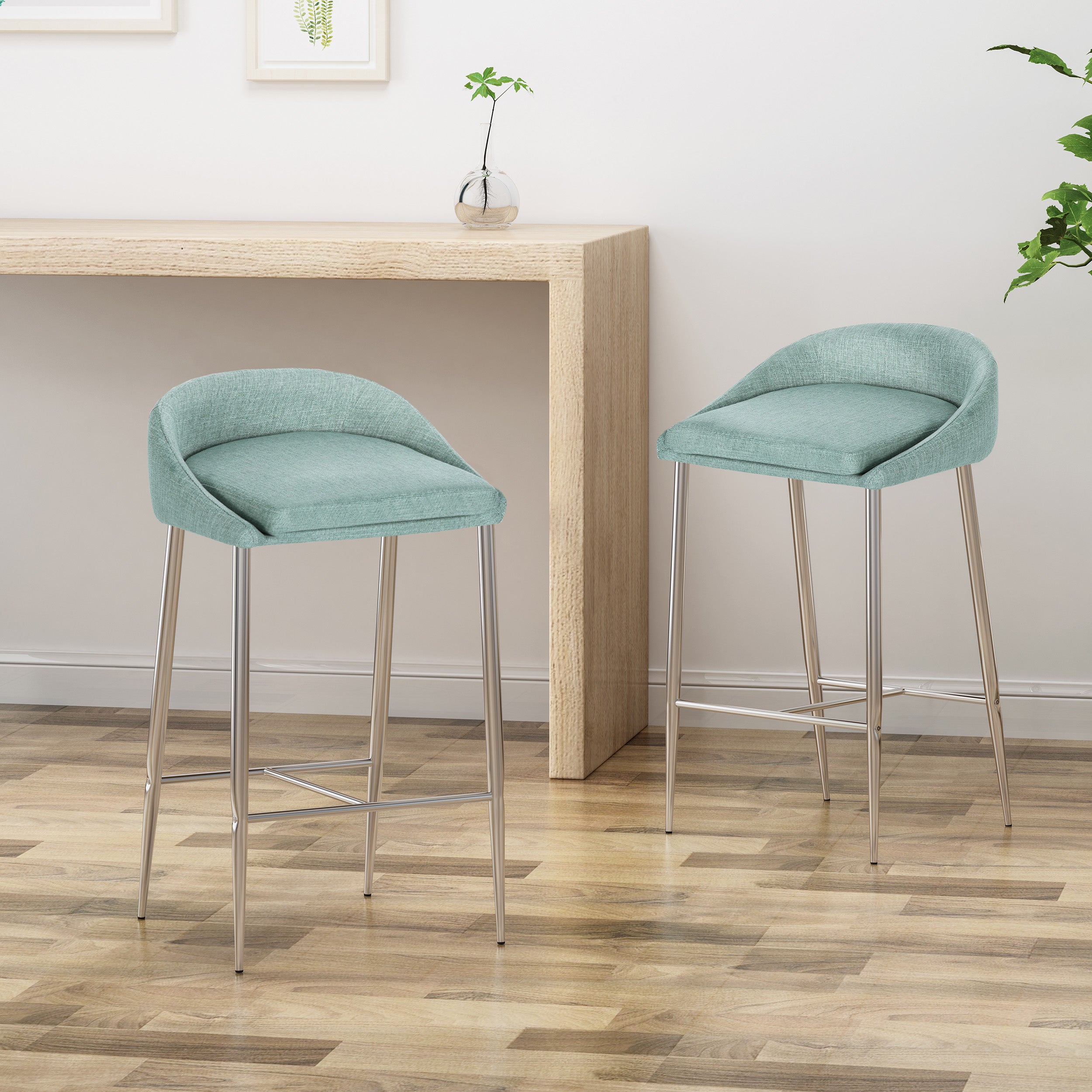 Fanny Upholstered Counter Stools, Modern, Upholstered (Set of 2)