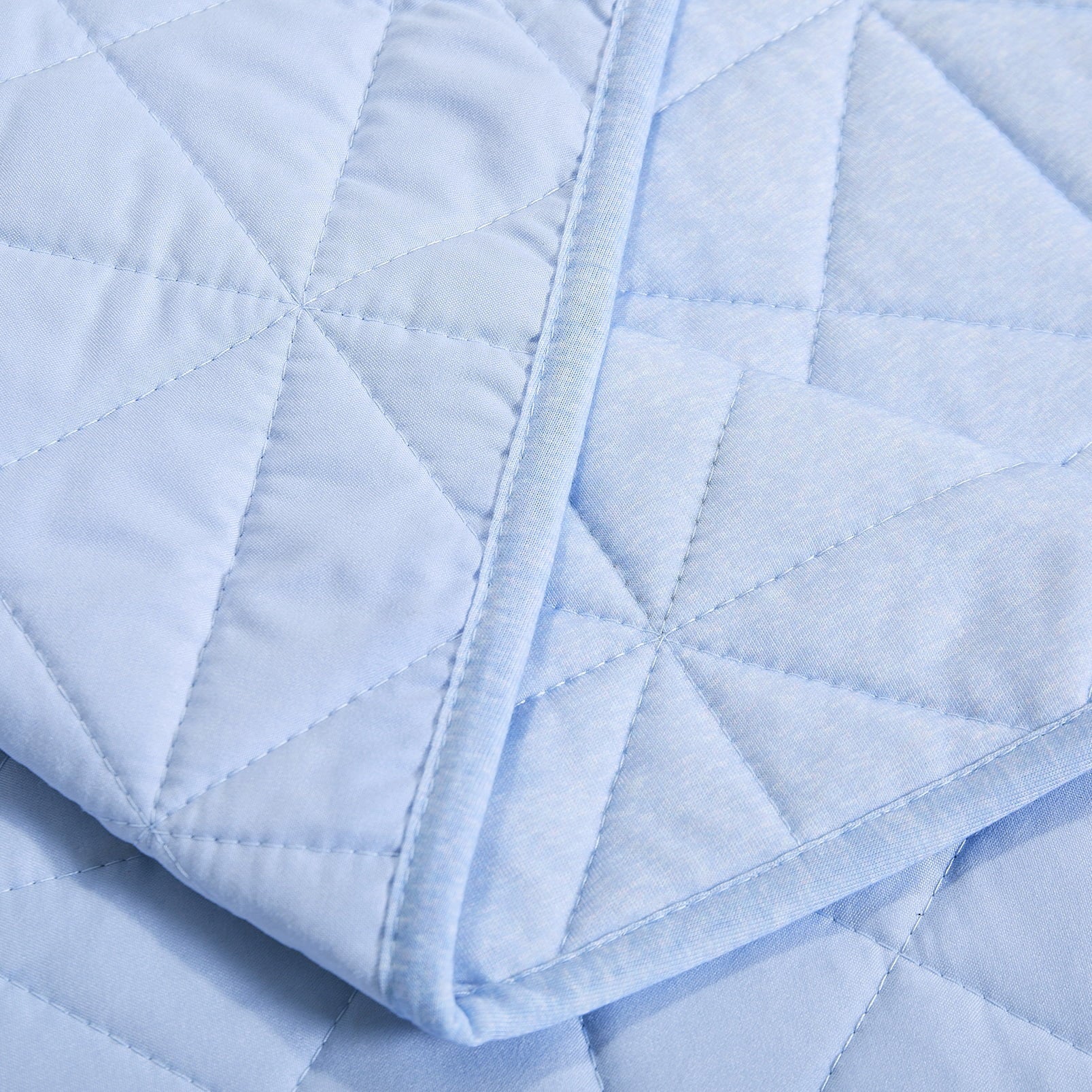 Chaps 3-Piece Jersey Knit Microfiber Quilt and Sham Set - Solid Coverlet Comforter - Blue - Size King 86 x 102