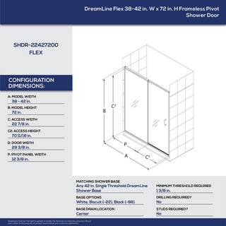 DreamLine Flex 38 to 42 in. x 72 in. Framed Pivot Shower Door in Chrome SHDR-22427200-01