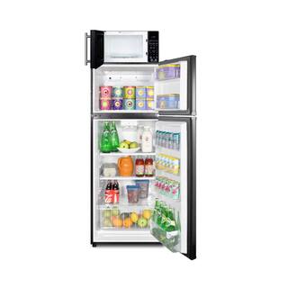 Summit Appliance 23.63 in. 10.3 cu. ft. Top Freezer Refrigerator in Black and 0.7 cu. ft. Microwave Combo MRF1119BA