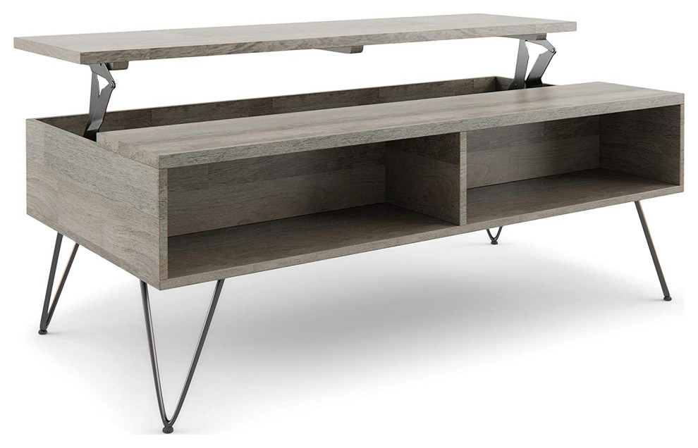 Industrial Coffee Table  2 Shelves  ampLift Up Top With Inner Storage   Transitional   Coffee Tables   by Declusia  Houzz