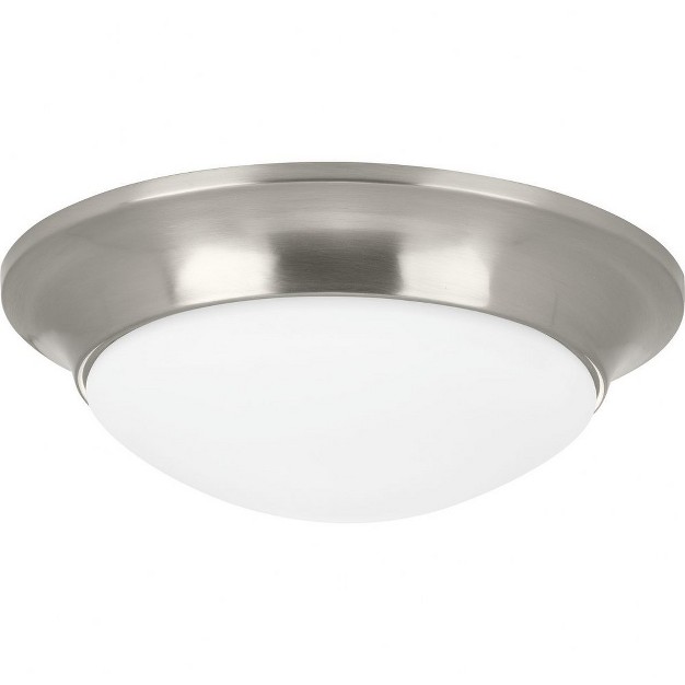 Progress Lighting Etched Glass Collection 1 light Flush Mount Brushed Nickel White Etched Glass Material Steel