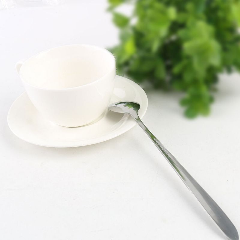 5pcs Stainless Steel Tea Coffee Dessert Stir Long Handle Spoon 7.4 Silver Tone