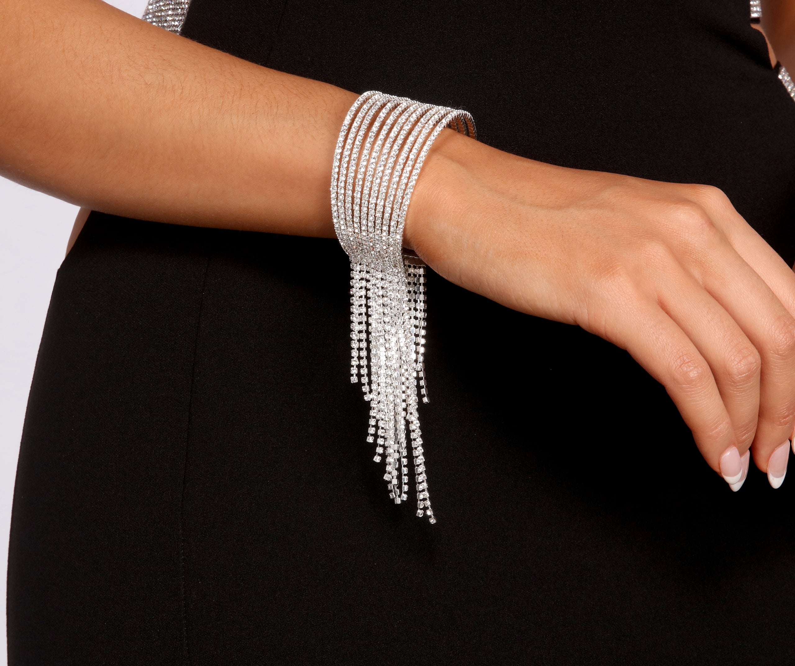 Fab Rhinestone Fringe Cuff