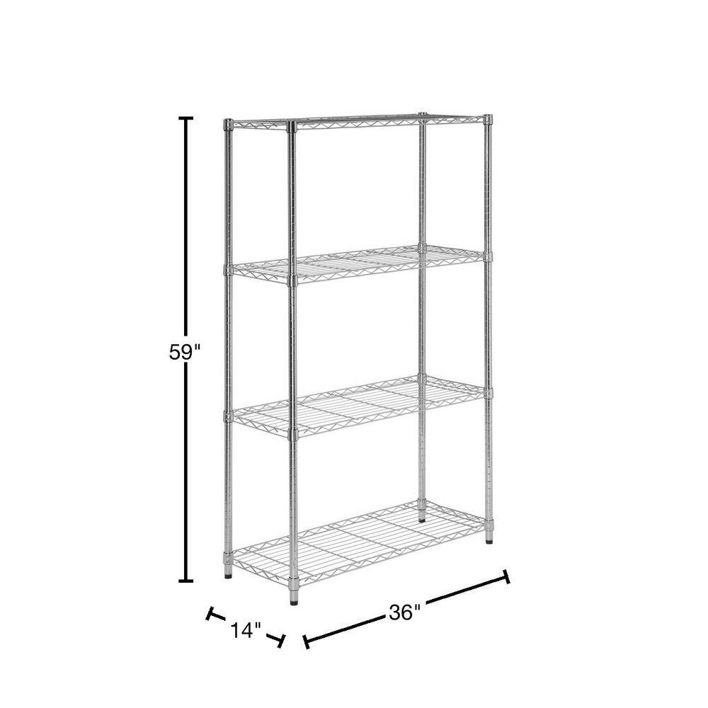 Honey-Can-Do Chrome 4-Tier Steel Wire Shelving Unit (14 in. D x 36 in. W x 59 in. H) SHF-01456