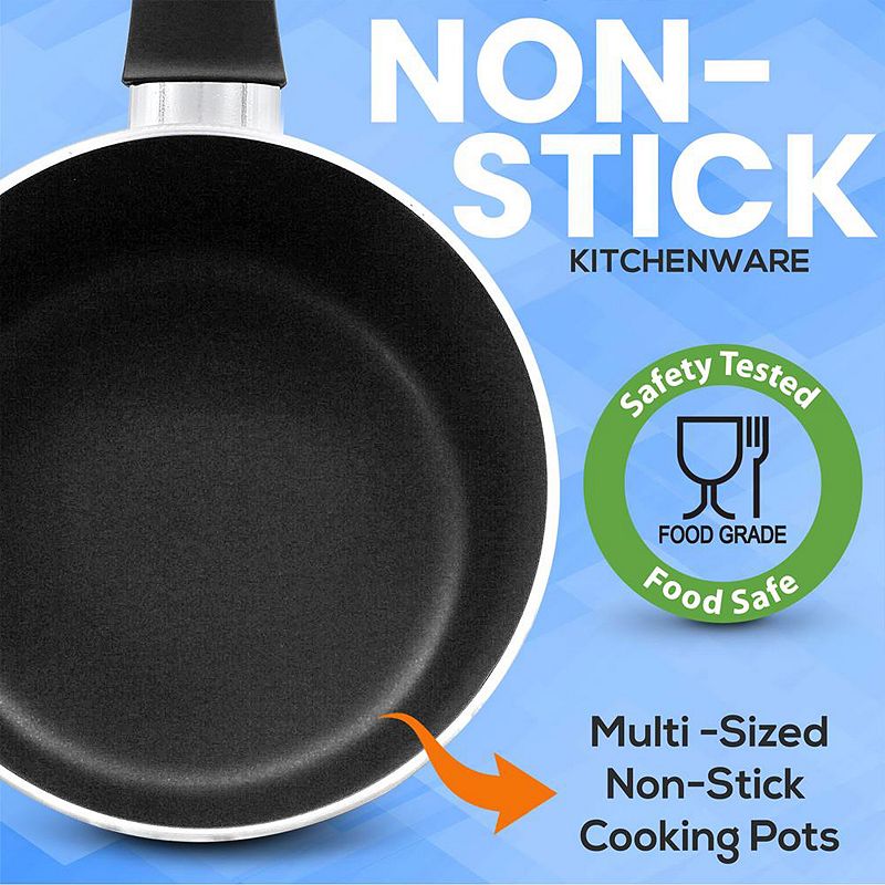 SereneLife 15 Piece Pots and Pans Non Stick Chef Kitchenware Cookware Set， Black