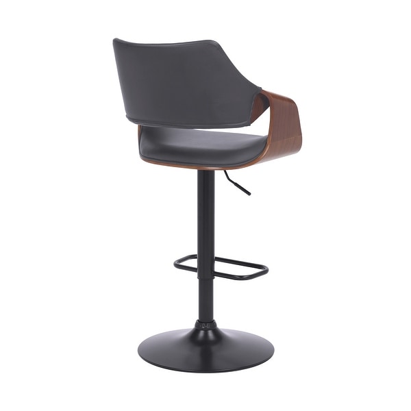 Aspen Adjustable Swivel Faux Leather and Wood Bar Stool with Metal Base