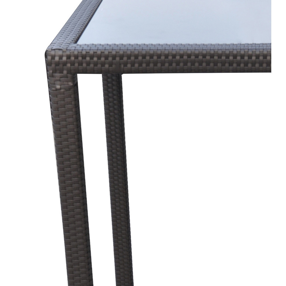 32 quotGlass Top Wicker Woven Aluminum Bar Table  Black   Tropical   Outdoor Pub And Bistro Tables   by Virventures  Houzz