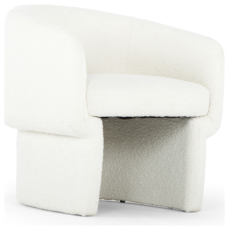 Giverny Accent Chair White Bouclé   Midcentury   Armchairs And Accent Chairs   by Rustic Home Furniture Deco  Houzz