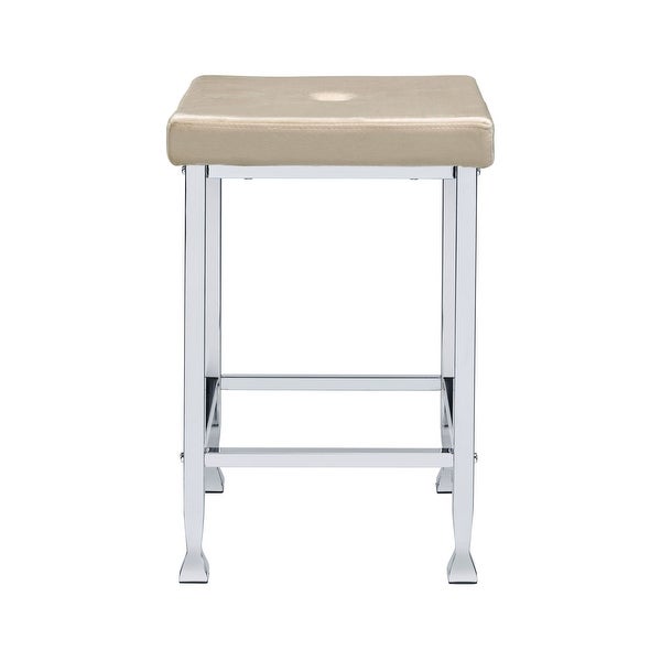 ACME Raine Counter Height Stool in Beige and Chrome (Set of 2)