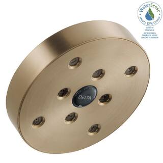 Delta 1-Spray Patterns 1.75 GPM 5.41 in. Wall Mount Fixed Shower Head with H2Okinetic in Lumicoat Champagne Bronze RP70175CZPR