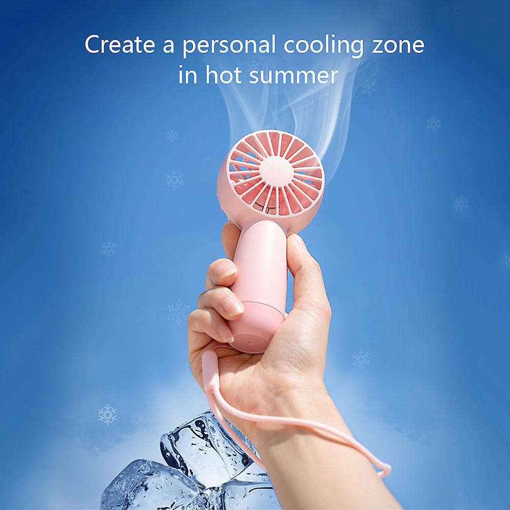 Powderblue Pocket Handheld Fan With Detachable Hand Strap Super Mini Desktop Fan 3-speed Control 1500mah Rechargeable Portable Personal Cooling Fan Fo