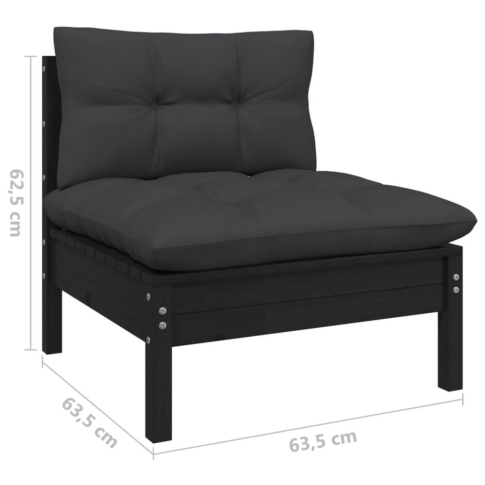 vidaXL Solid Pinewood Patio Lounge Set 8 Piece with Cushions Multi Colors