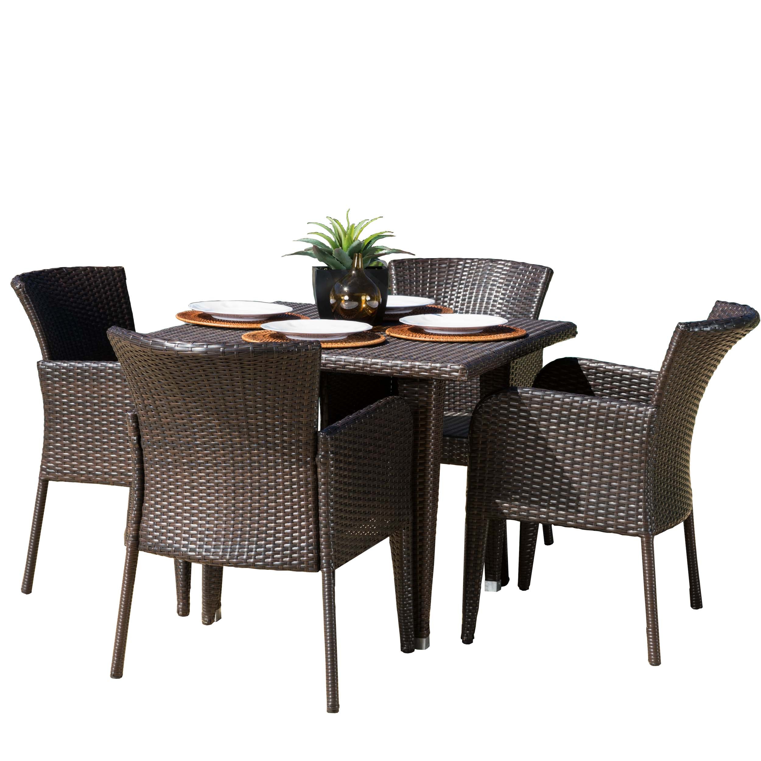 Maple Outdoor 5-piece Wicker Dining Set